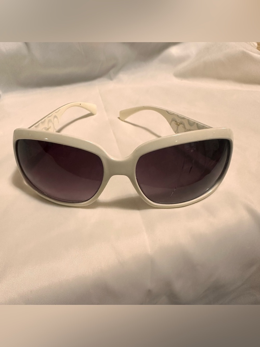 White Vintage Coach Oversized Sunglasses Y2K Retro Style